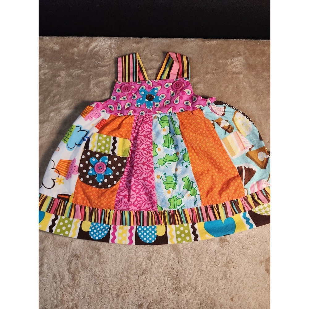 Sweetie Pie Infant Cotton Lined Sundress/Jumper W /Button Decor 6to12 M USA D14